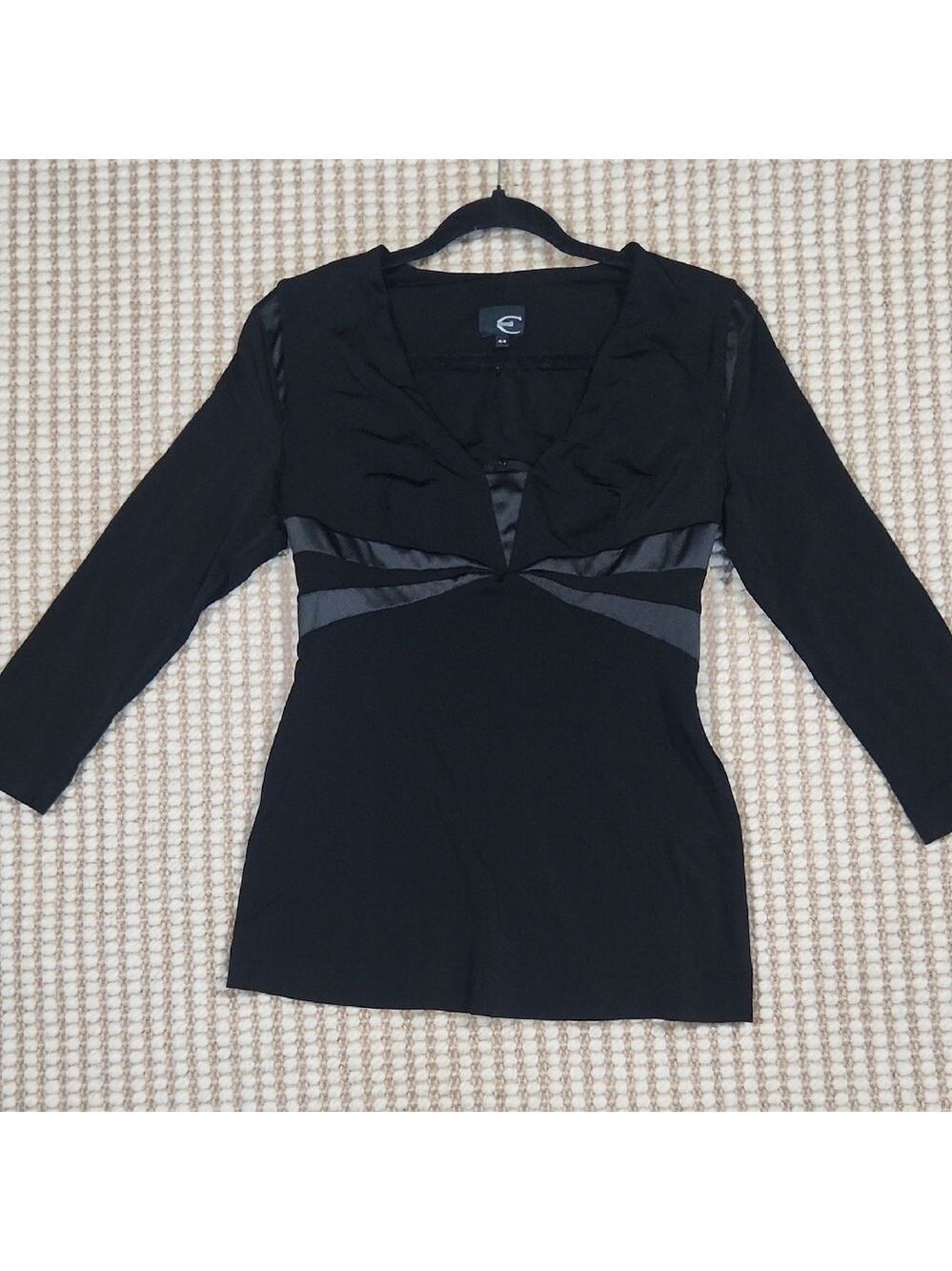 Just Cavalli Black Luxury Fitted Waist Sweethart Neck Long Sleeved Goth  Blouse